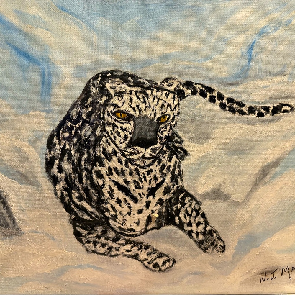 Ore of a Kind Oil Painting of a Snow Leopard